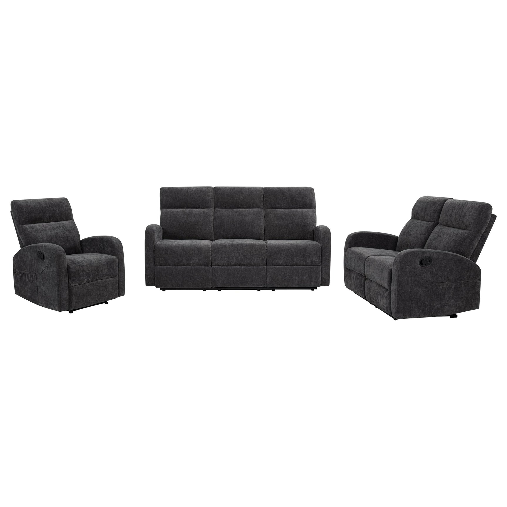 Hamilton Charcoal Grey Chenille Upholstered Manual Glider Recliner - Ornate Home