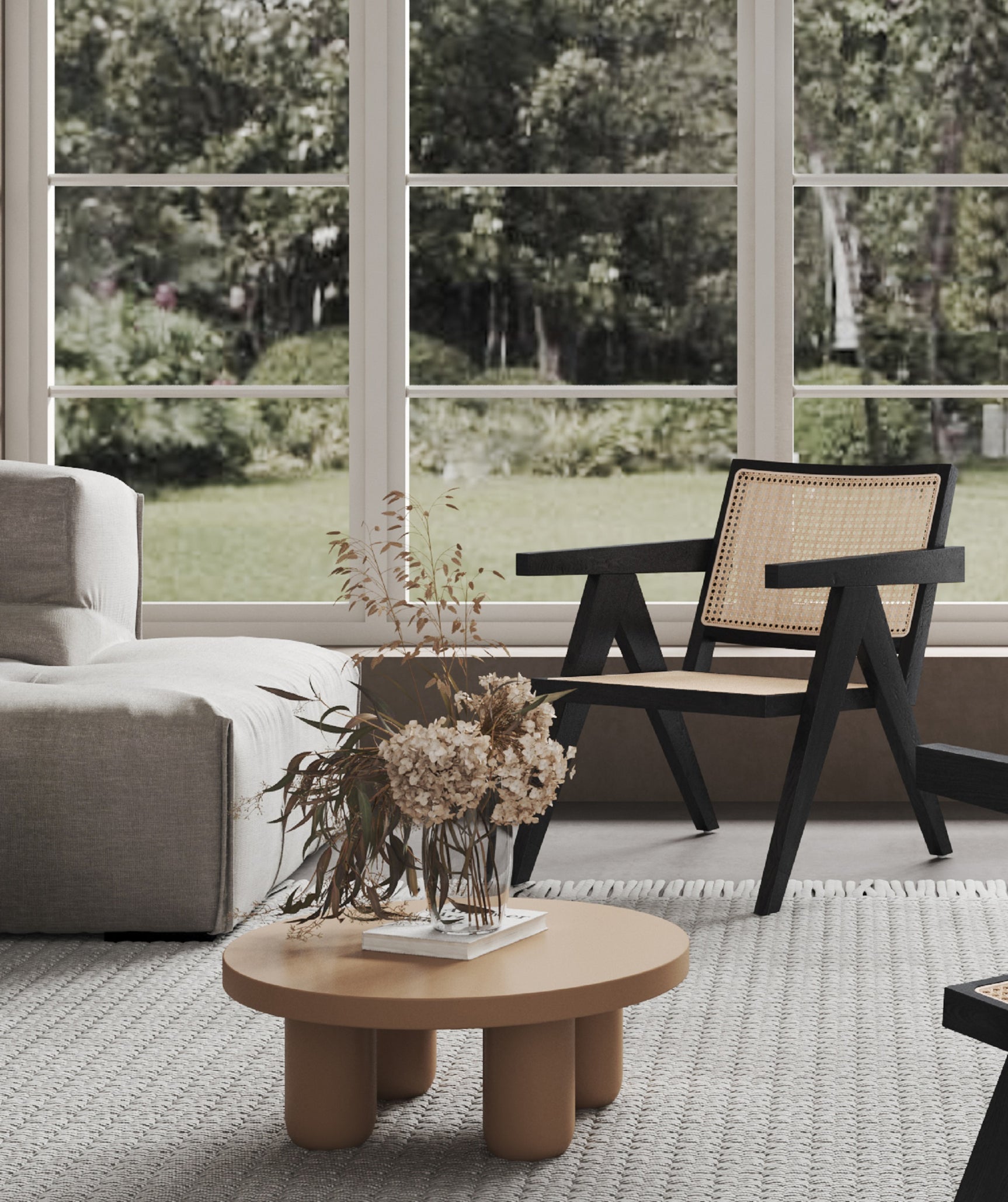 Hamlet Accent Chair in Black and Natural Cane - Ornate Home