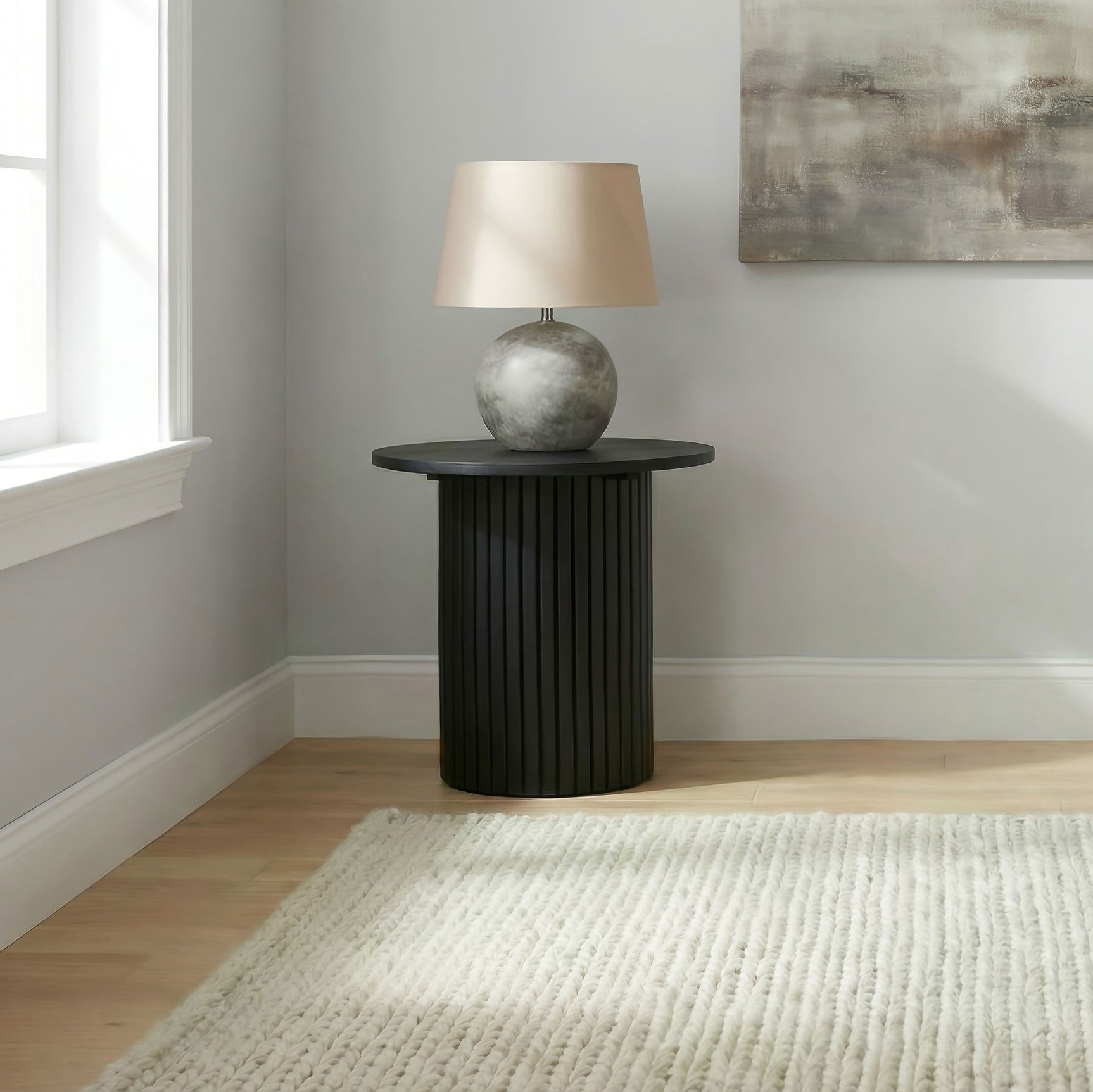 Hamlyn Black Round Fluted Occasional Side End Table - Ornate Home