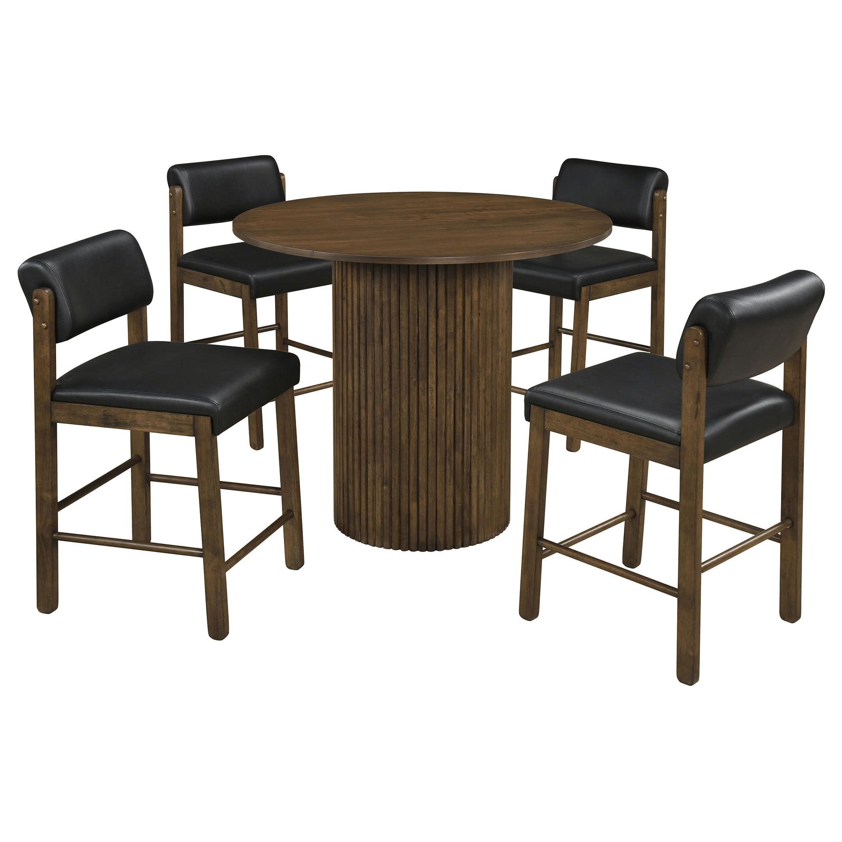 Hamlyn Black/Walnut 5-piece Round Wood Counter Height Dining Set - Ornate Home