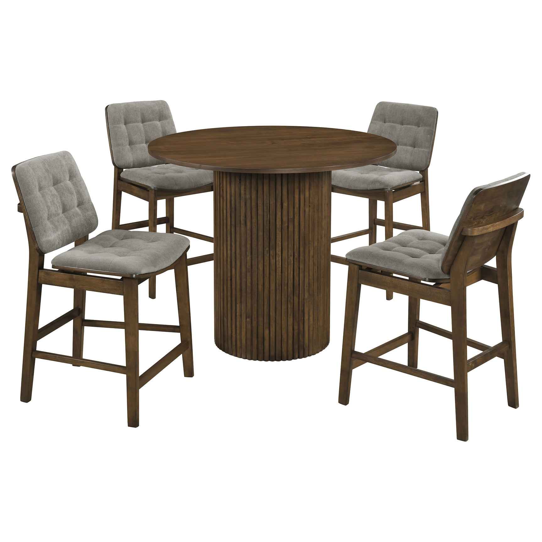 Hamlyn Grey/Walnut 5-piece Round Wood Counter Height Dining Set - Ornate Home