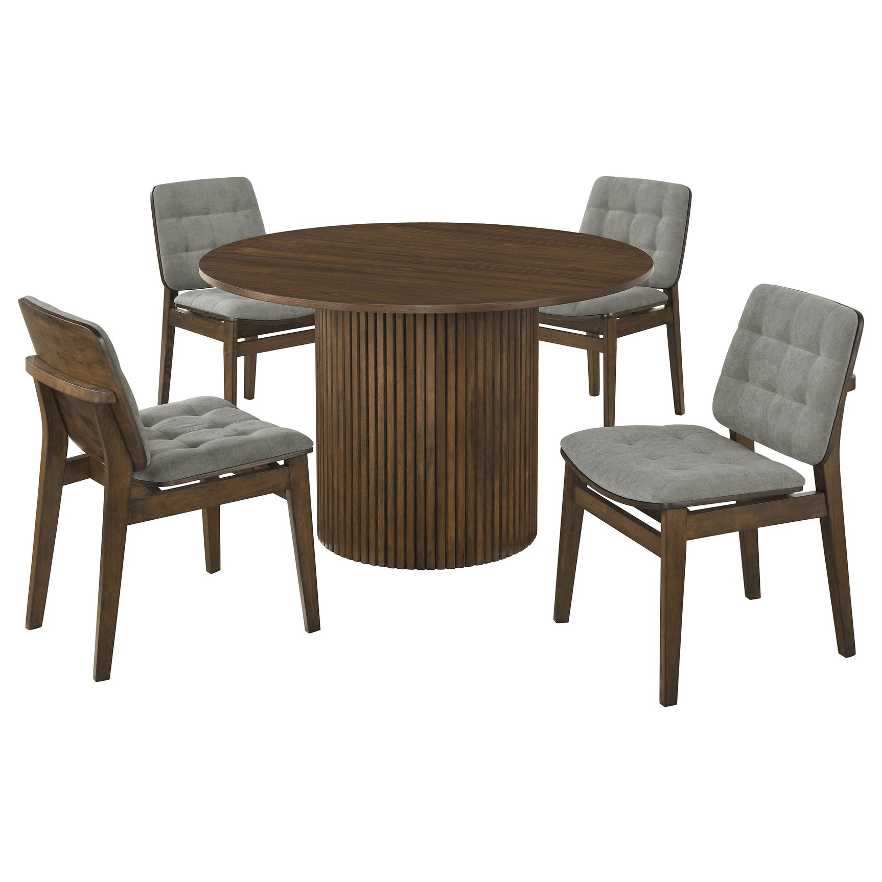 Hamlyn Grey/Walnut 5-piece Round Wood Dining Set - Ornate Home