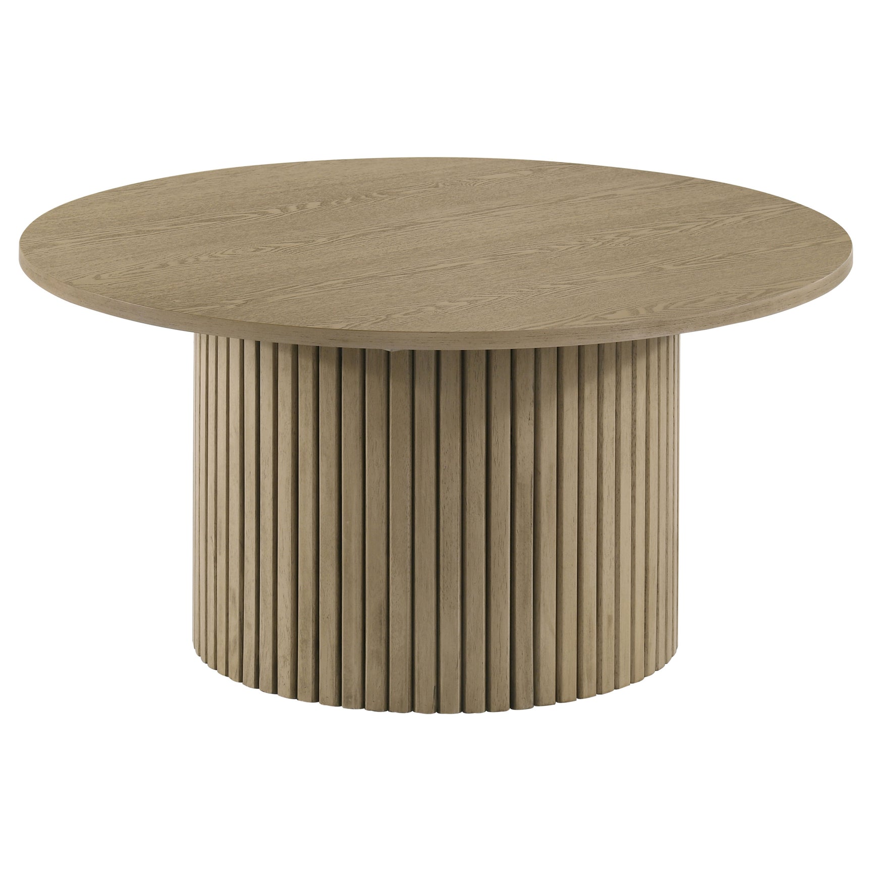 Hamlyn Natural Oak 3-piece Round Fluted Coffee and End Table Set - Ornate Home