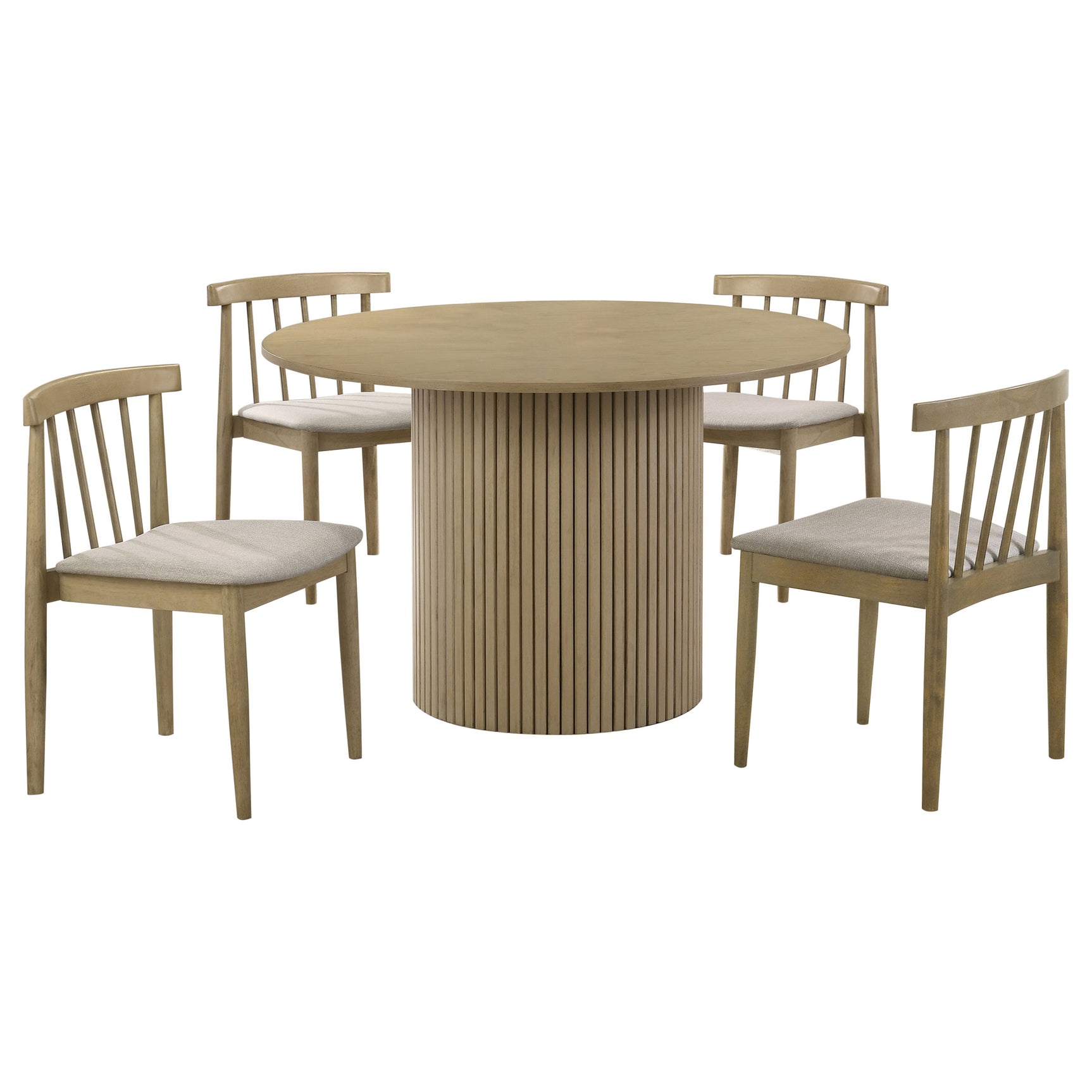Hamlyn Wheat/Natural Oak 5-piece Round Wood Dining Set - Ornate Home