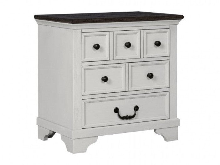 Hampstead White/Dark Brown Nightstand - Ornate Home