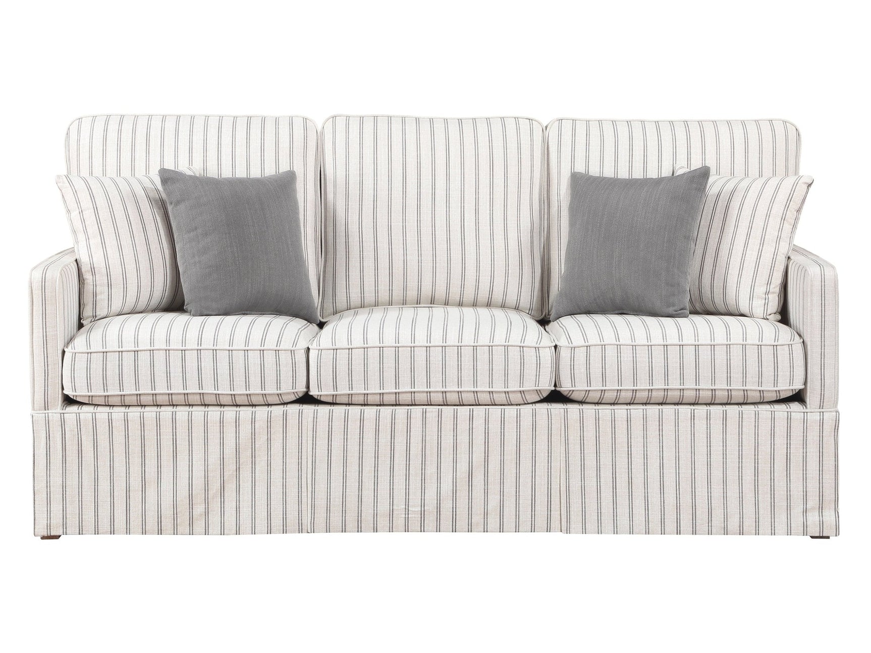 Hampstead White & Gray Stripe Sofa - Ornate Home