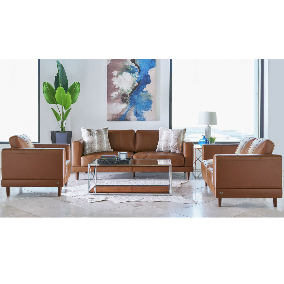 Hampton Fiero Tan Chair (Top Grain/PVC) - Ornate Home