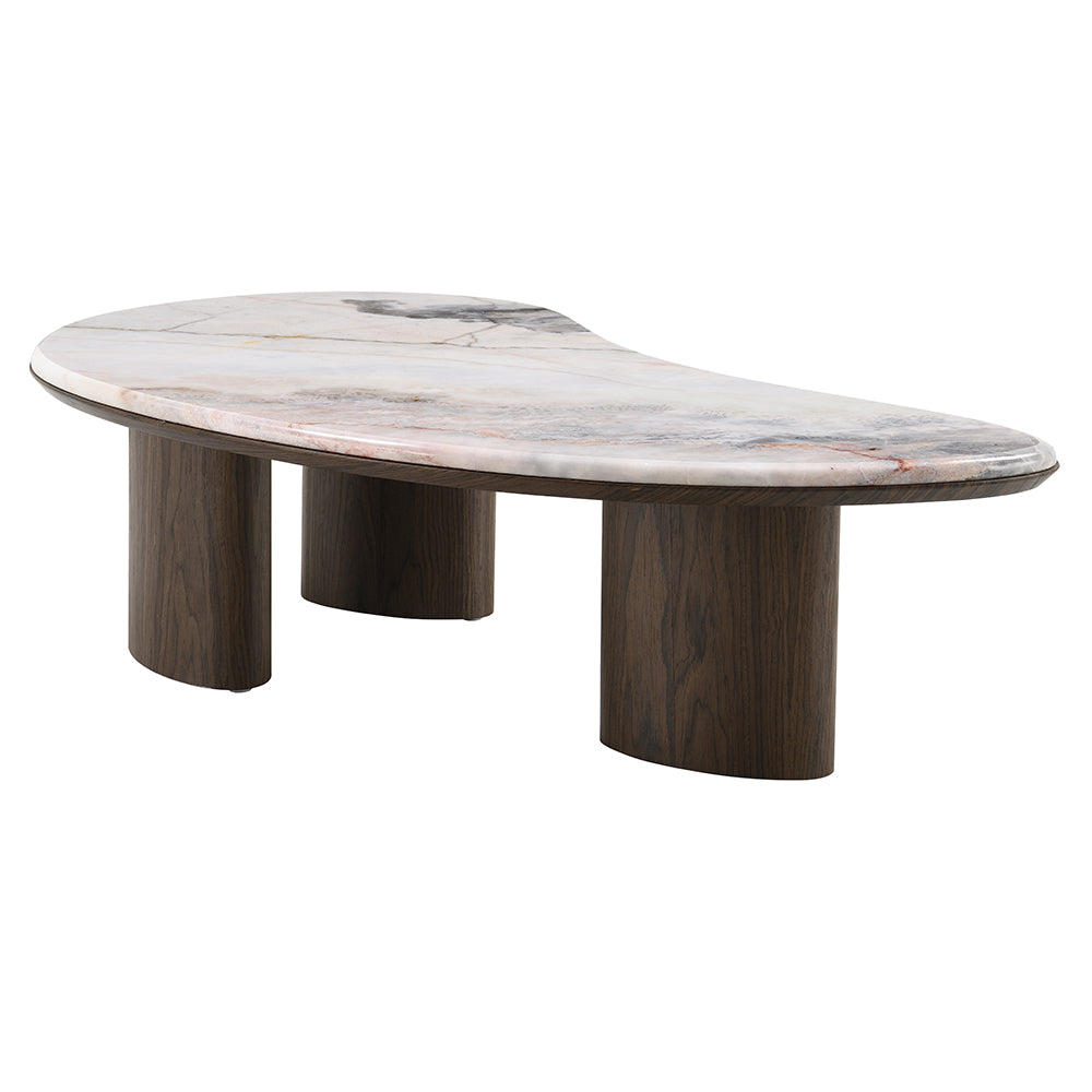 Hanale Natural Marble/Brown Coffee Table - Ornate Home