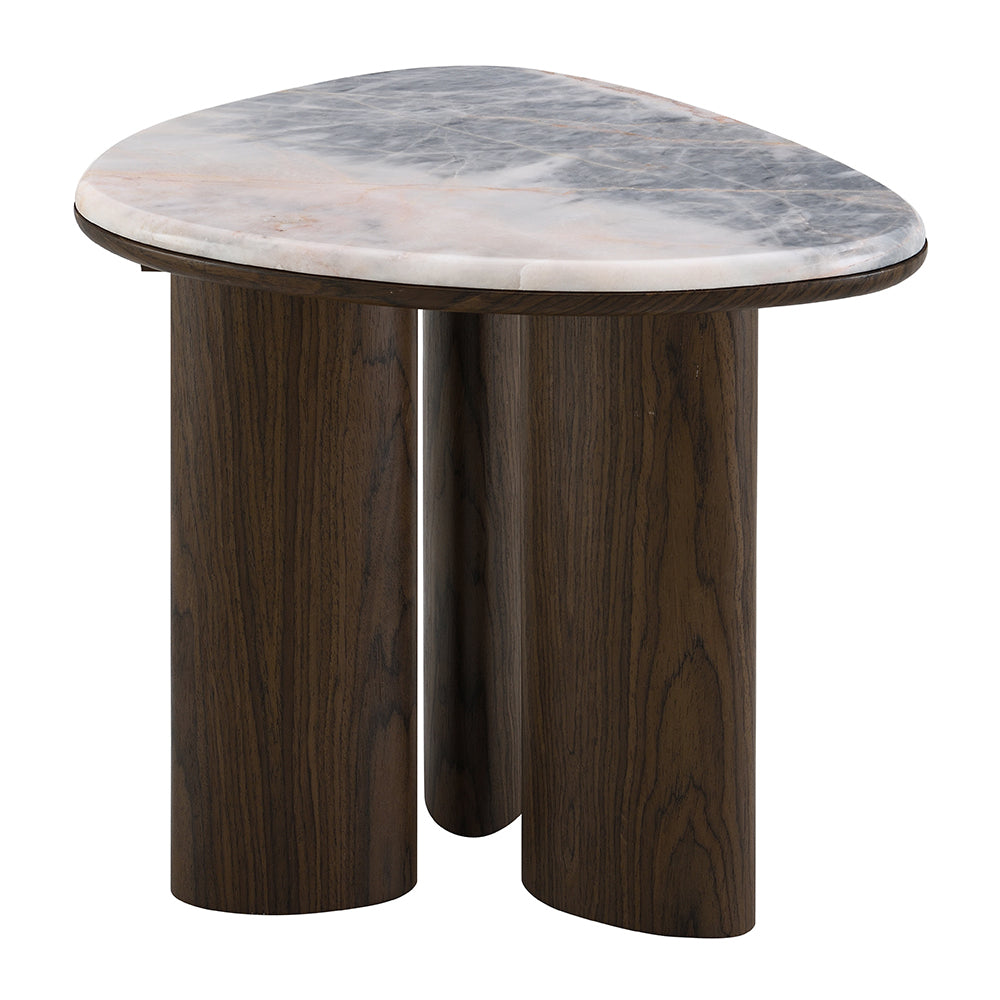 Hanale Natural Marble/Brown End Table - Ornate Home