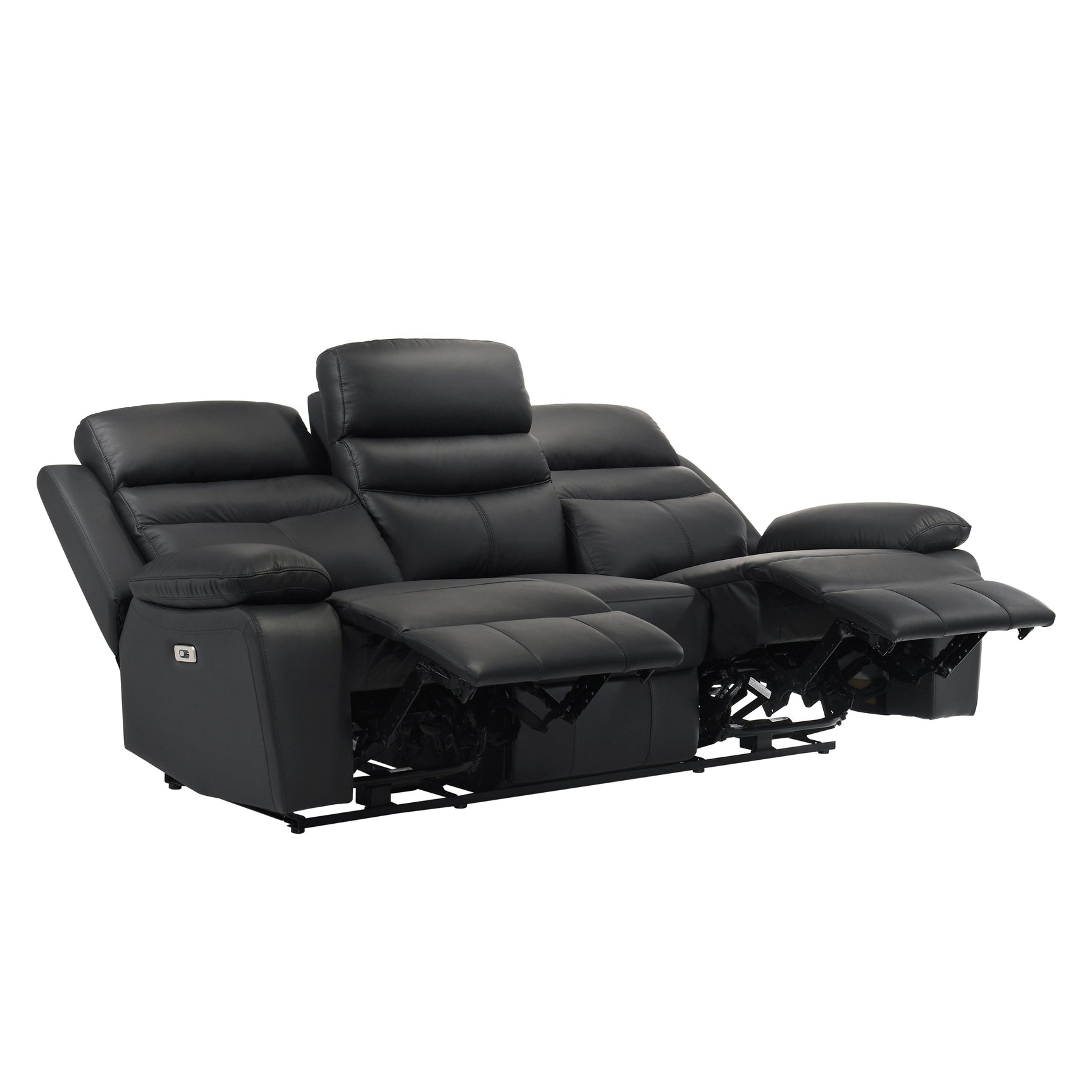 Hancock Black Power Double Reclining Sofa - Ornate Home