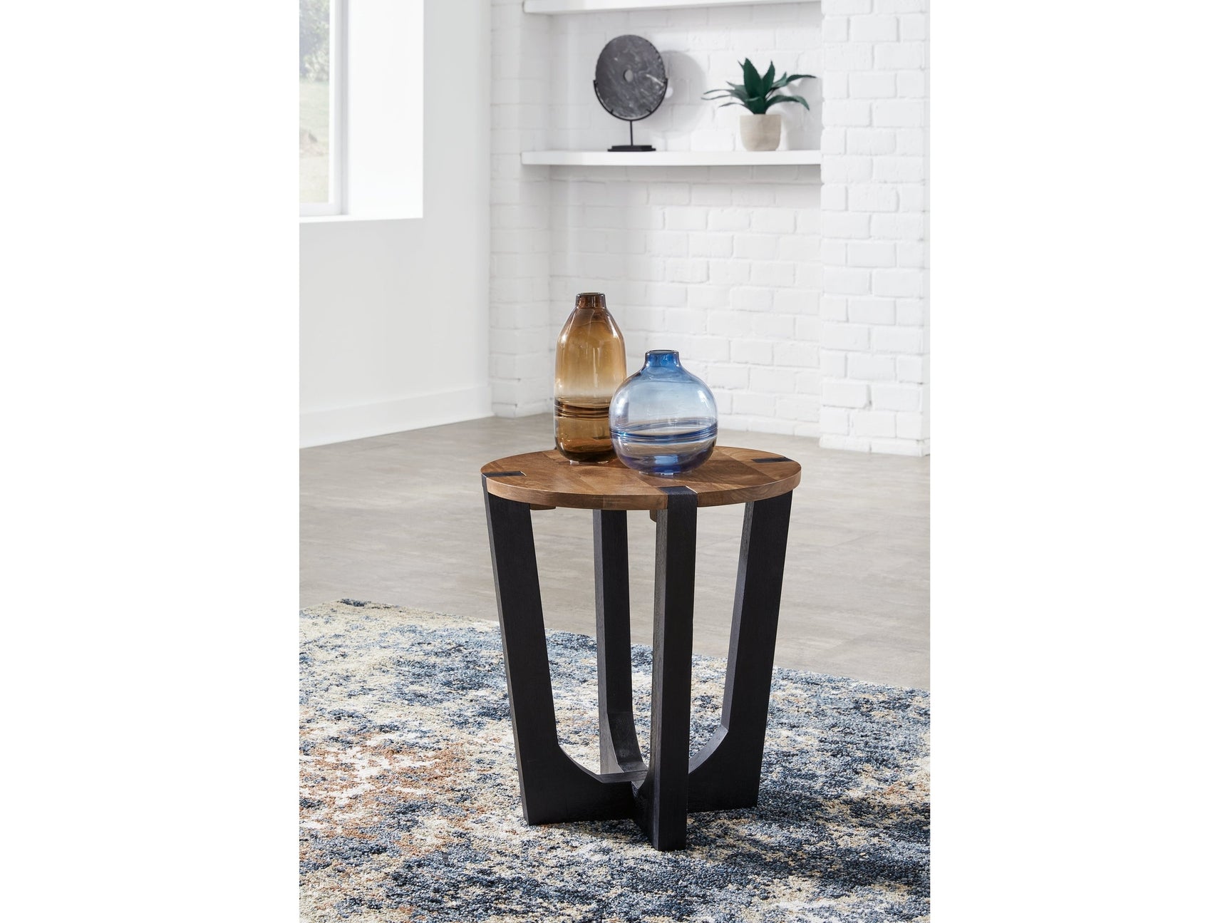 Hanneforth Brown/Black End Table - Ornate Home