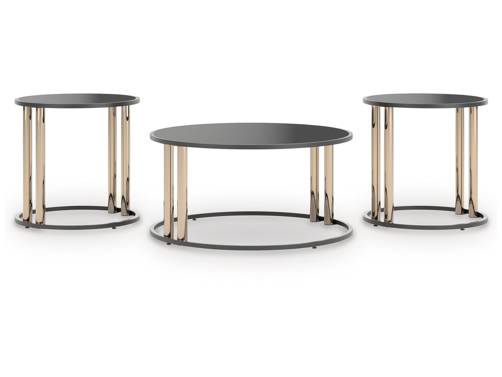 Hannerly Black/Gold Occasional Table Set (Set of 3) - Ornate Home