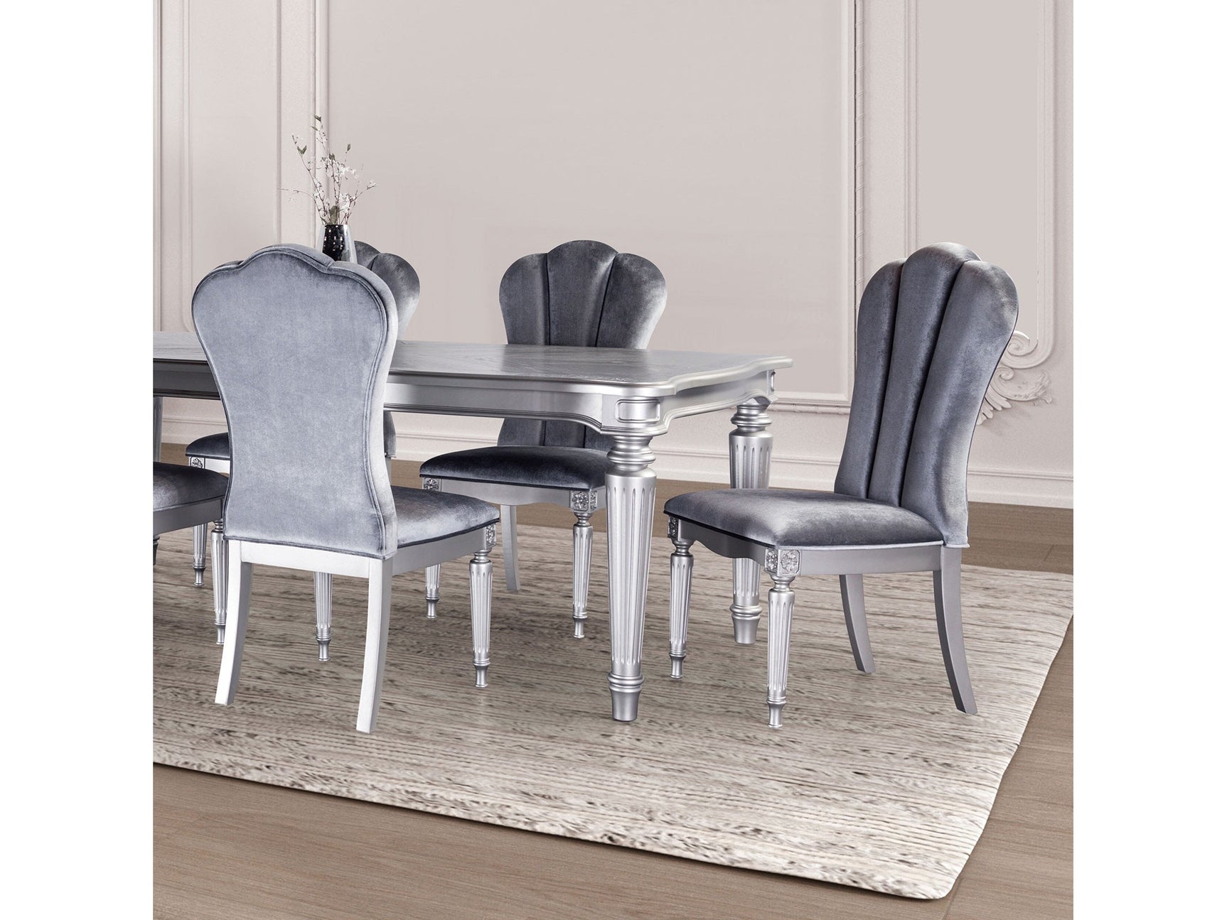 Hannoria Silver 7 Piece Dining Set - Ornate Home
