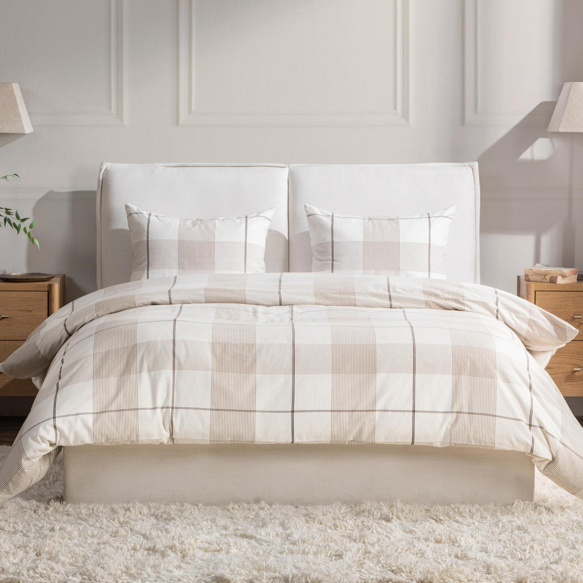 Hanson Ivory/Toffee Brown King Duvet Set