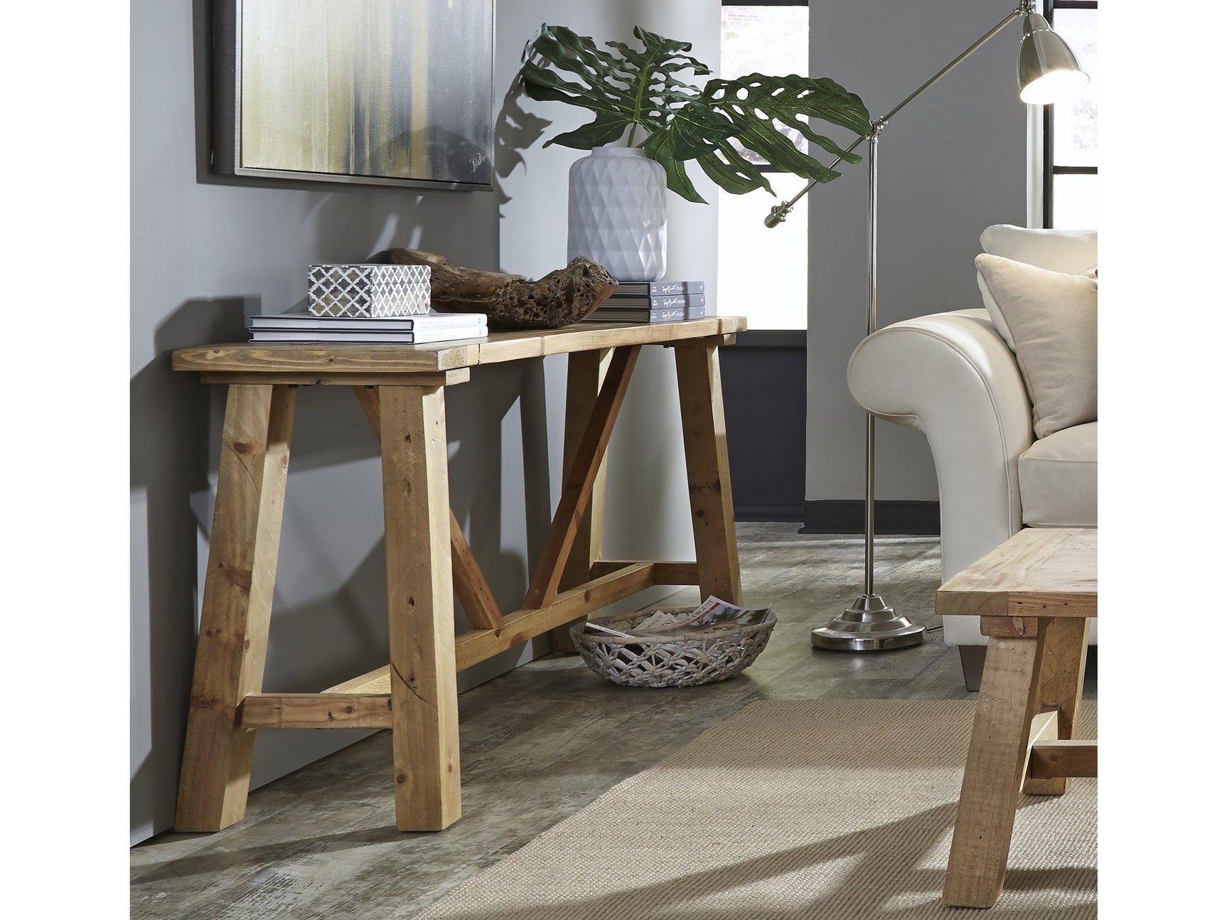 Harby Reclaimed Wood Console Table in Rustic Tawny - Ornate Home