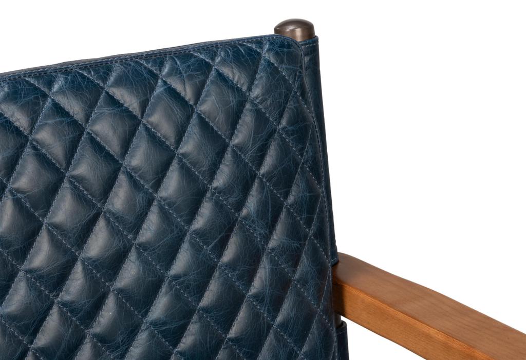 Harley Blue Leather Chair - Ornate Home