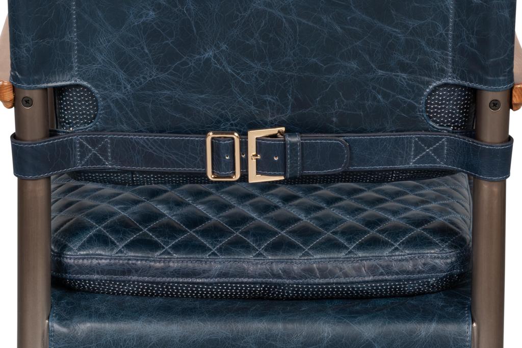 Harley Blue Leather Chair - Ornate Home