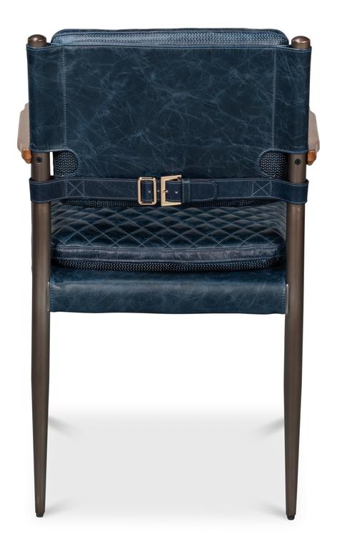 Harley Blue Leather Chair - Ornate Home