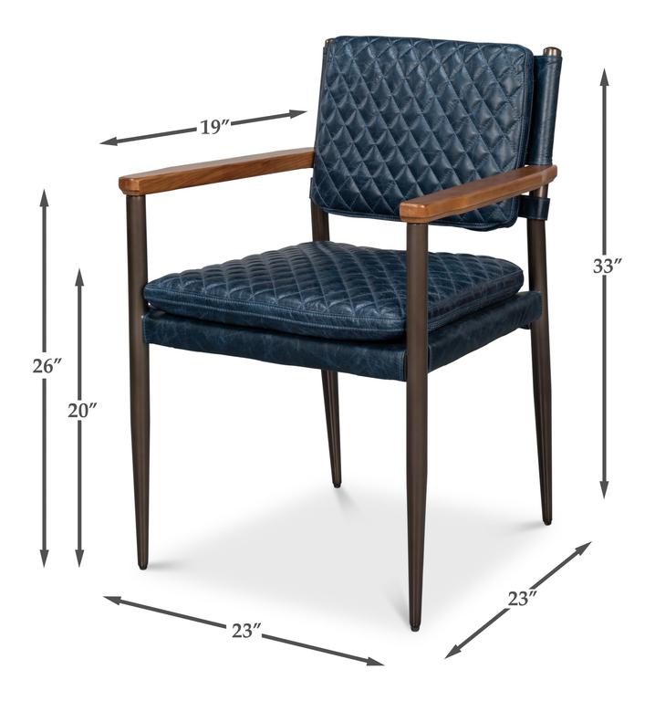 Harley Blue Leather Chair - Ornate Home