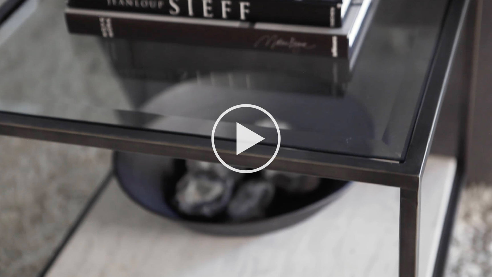 Harlow Square White Travertine/Oil-Rubbed Bronze Side Table - Ornate Home