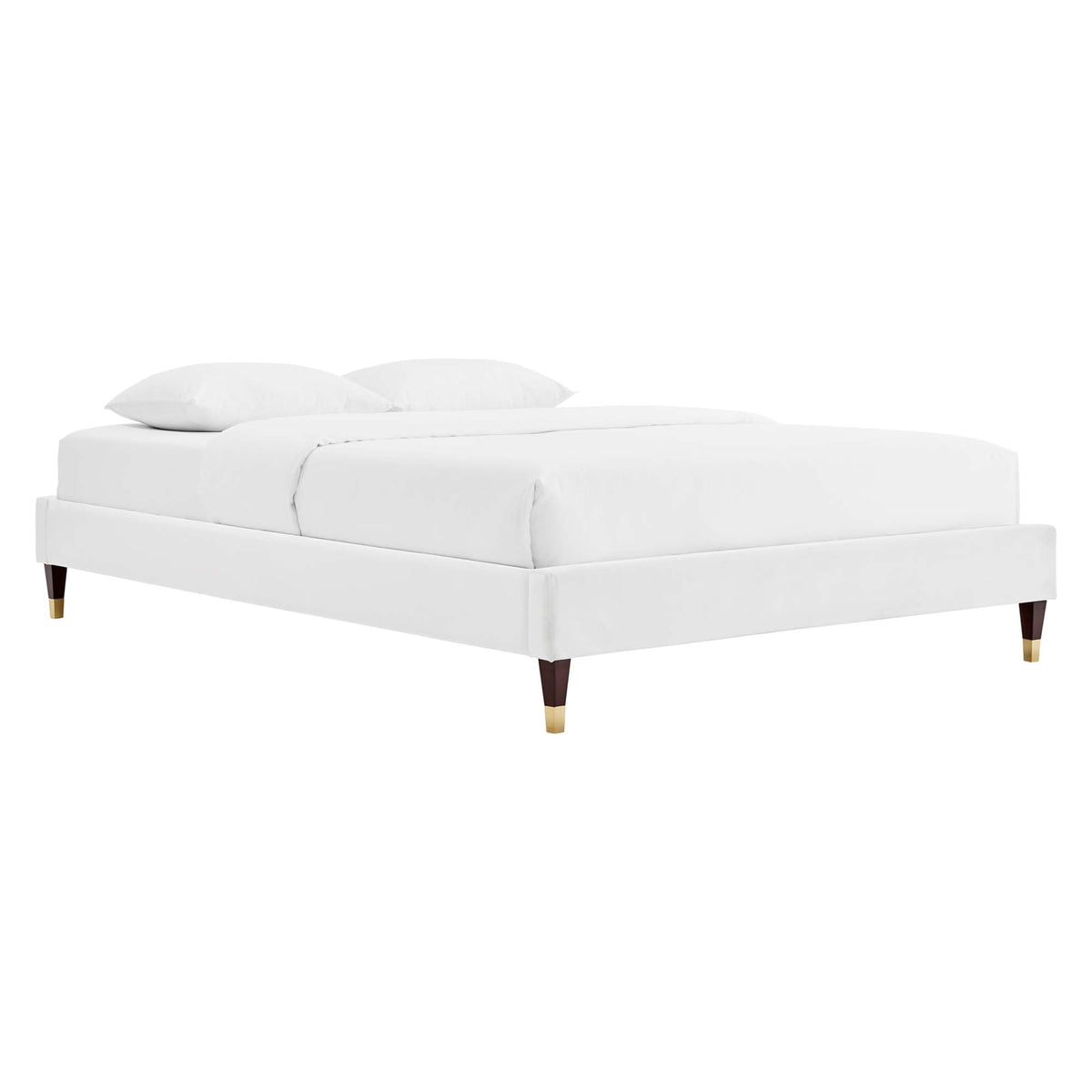 Harlow White Performance Velvet King Platform Bed Frame - Ornate Home