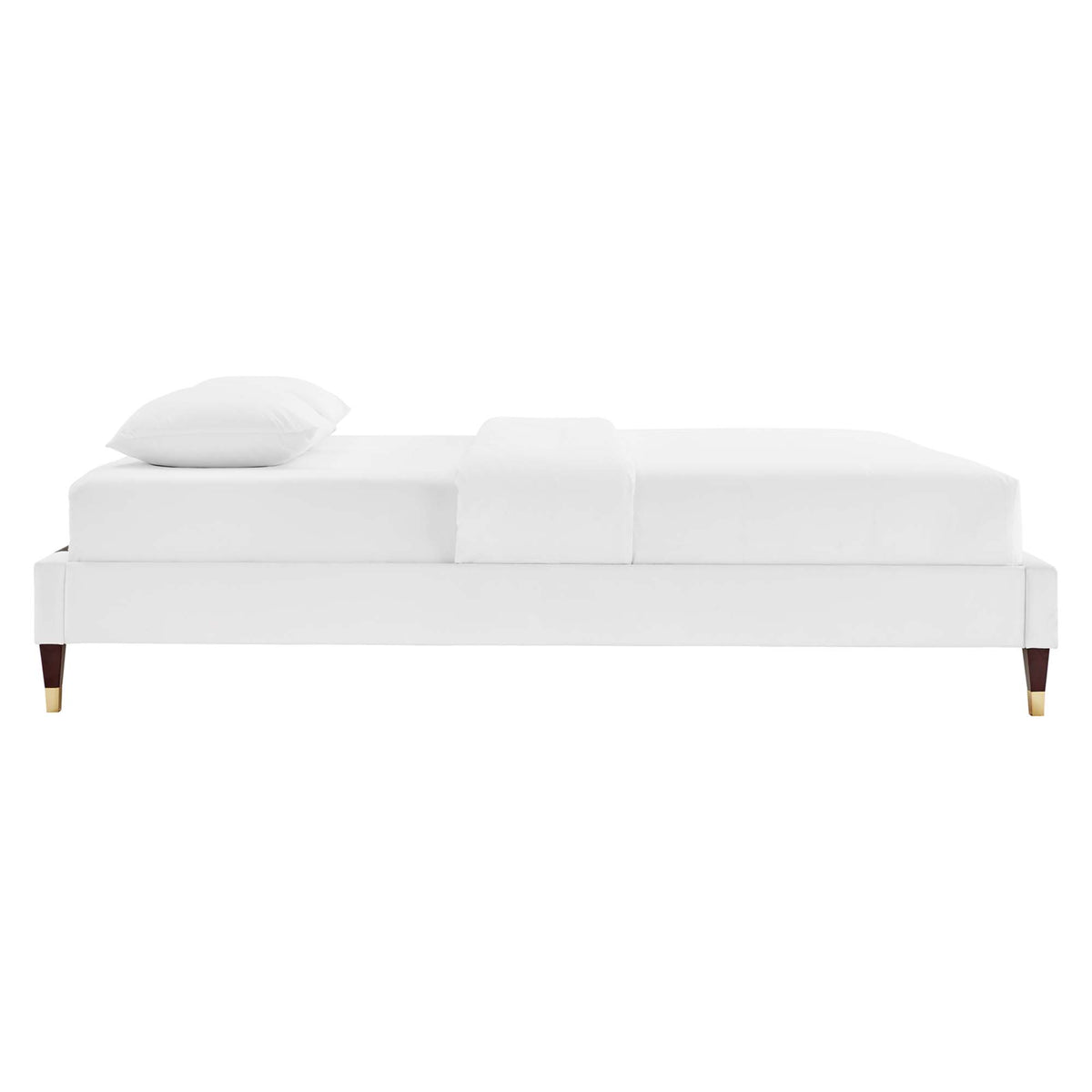 Harlow White Performance Velvet King Platform Bed Frame - Ornate Home