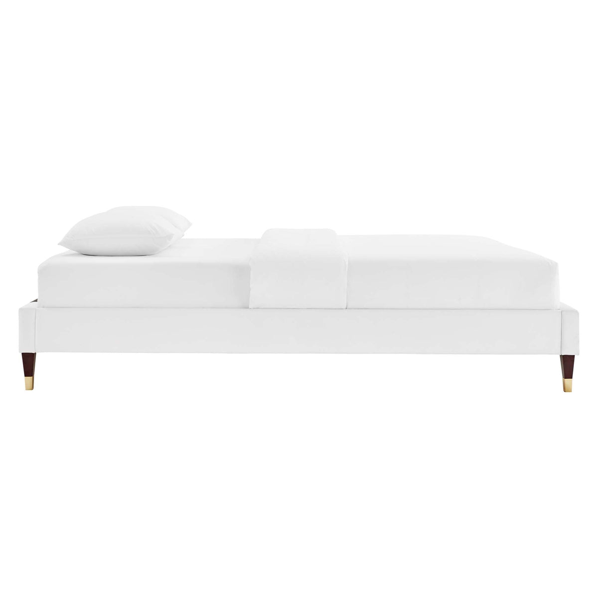 Harlow White Performance Velvet Queen Platform Bed Frame - Ornate Home