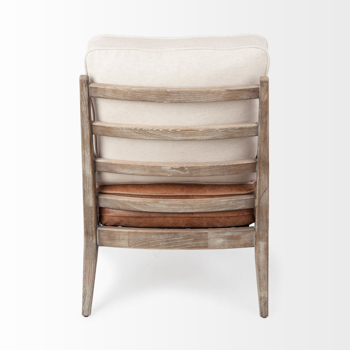 Harman Cream/Brown Fabric and Leather Seat Accent Chair - Ornate Home
