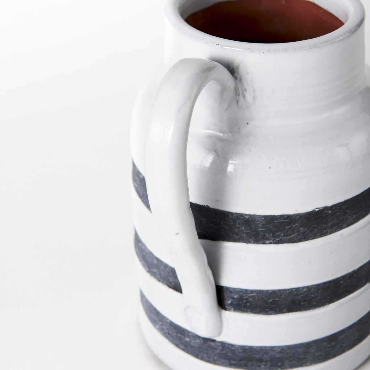 Harmon White/Charcoal Large Ceramic Jug - Ornate Home