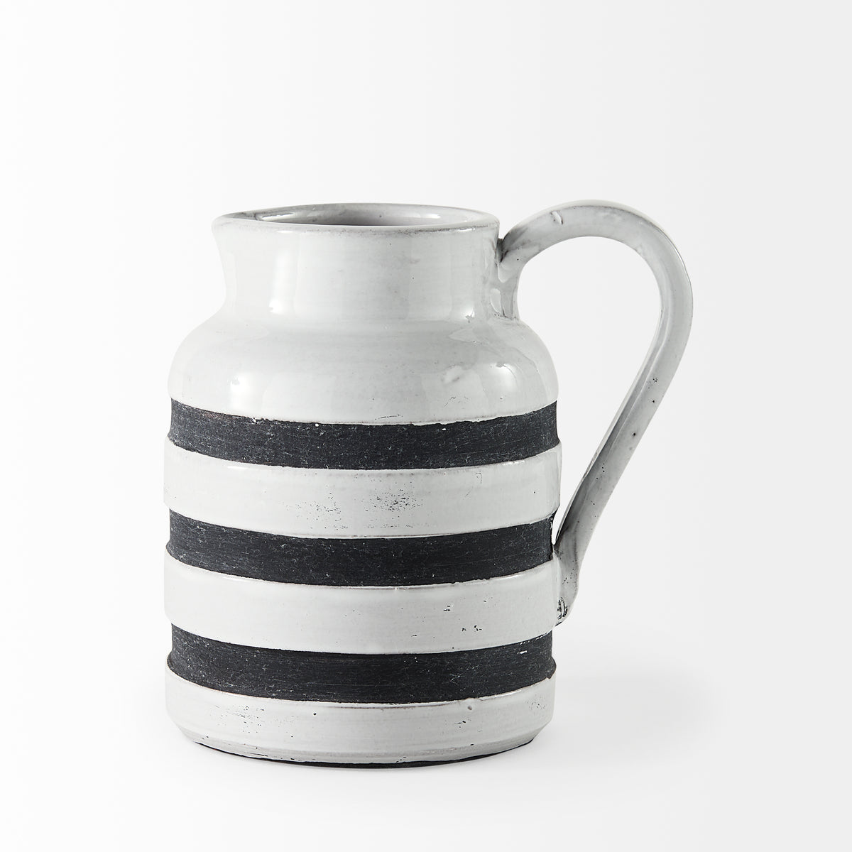 Harmon White/Charcoal Small Ceramic Jug - Ornate Home