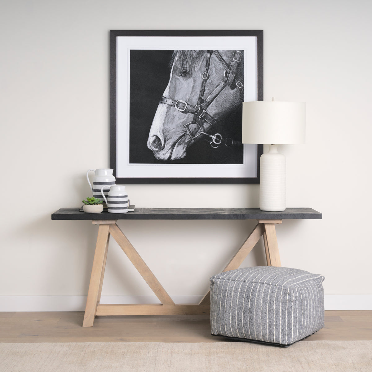 Harmon White/Charcoal Small Ceramic Jug - Ornate Home