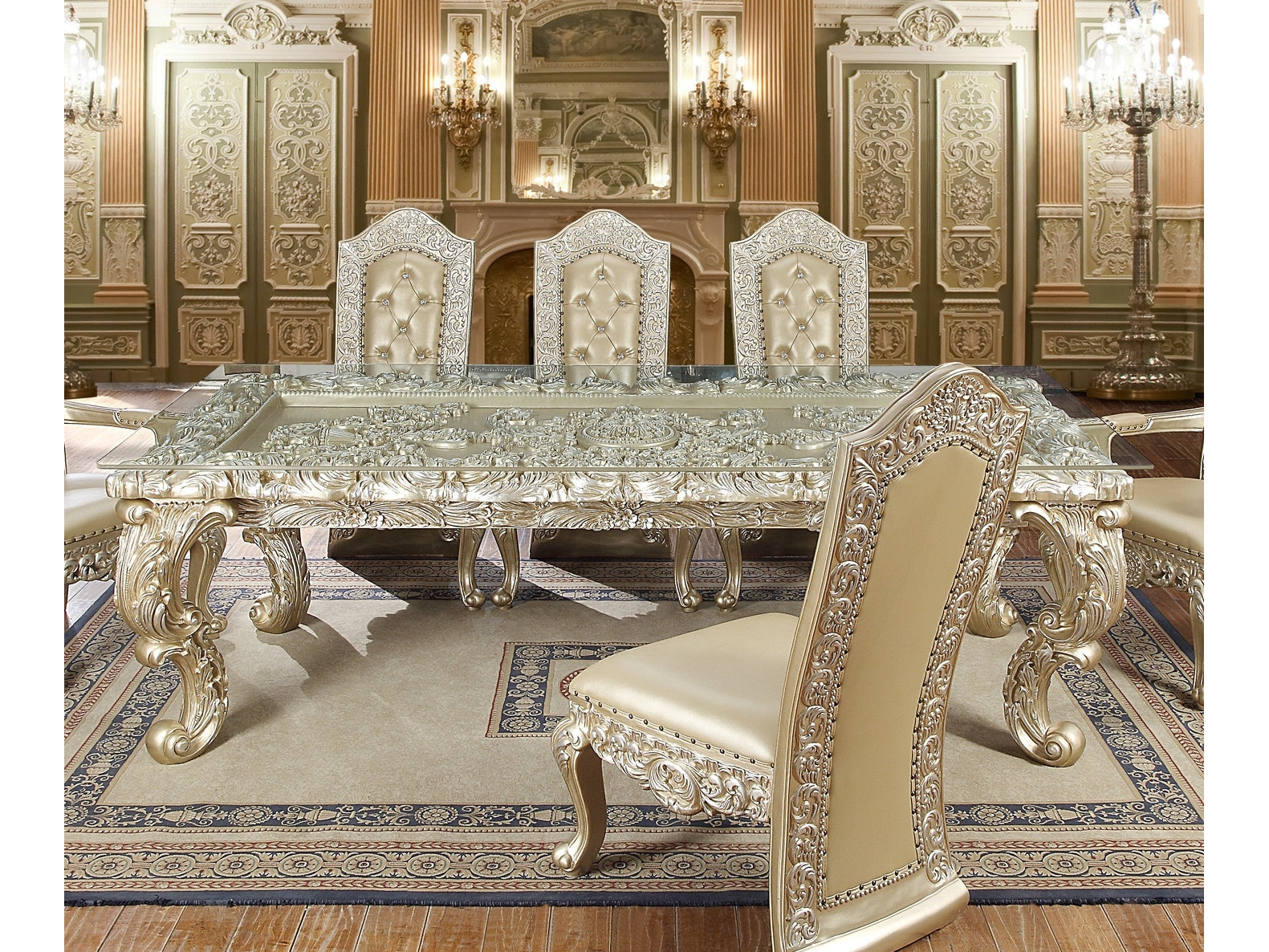 Harmonia Champagne Rectangular Dining Table / HD-8022 - Ornate Home