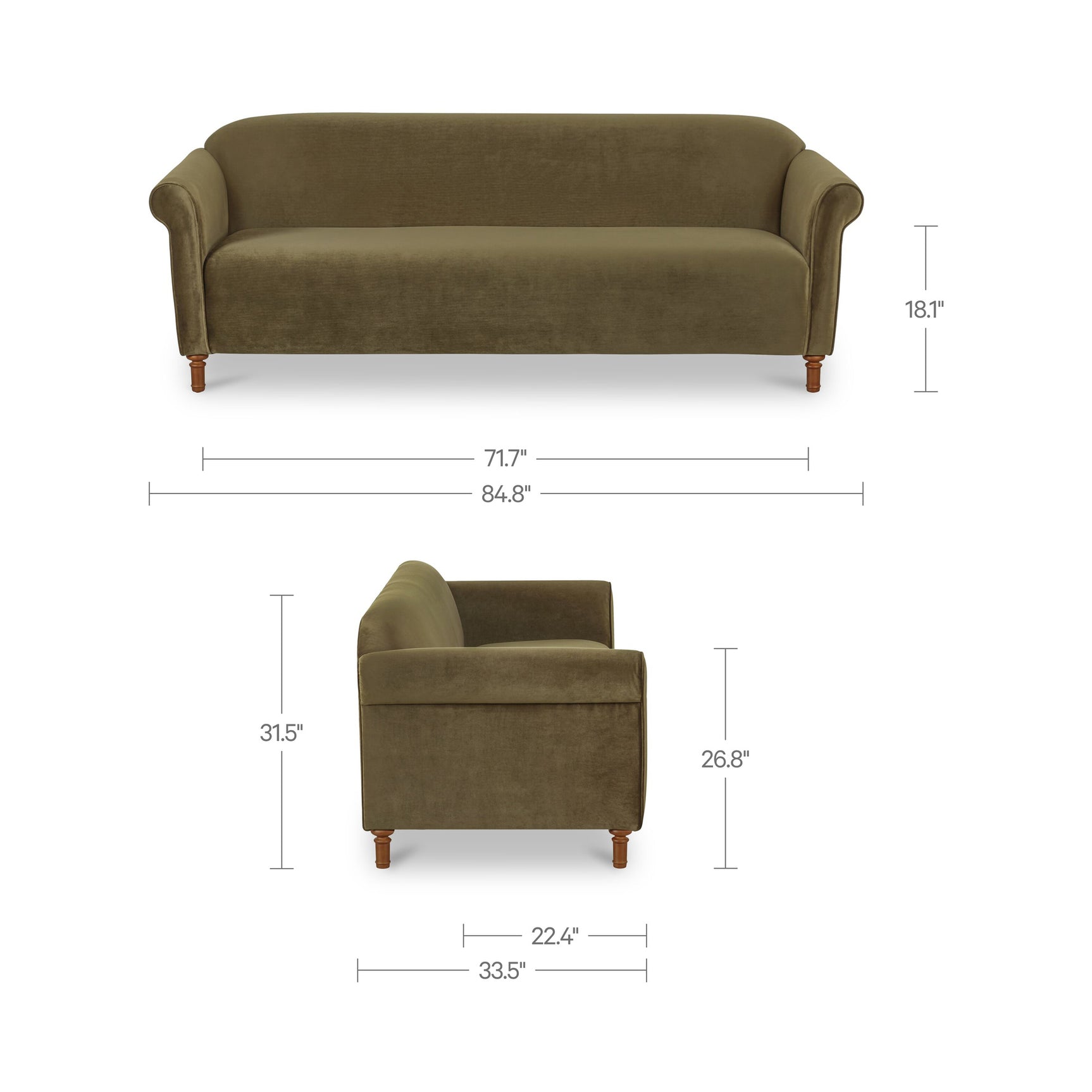 Harmony Dark Green Faux Mohair Sofa - Ornate Home
