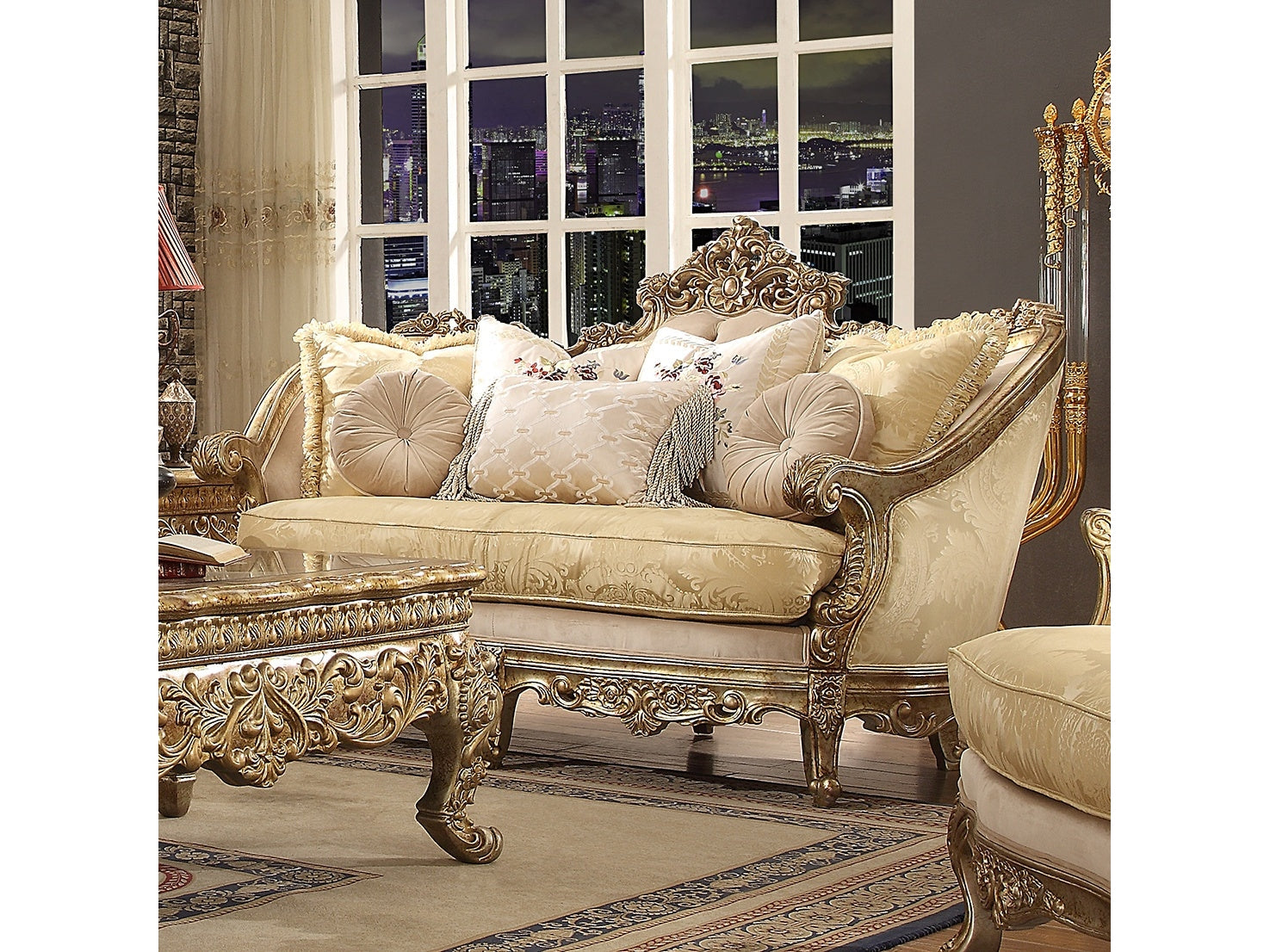 Harmony Gold & Rust Highlights Loveseat / HD-2626 - Ornate Home