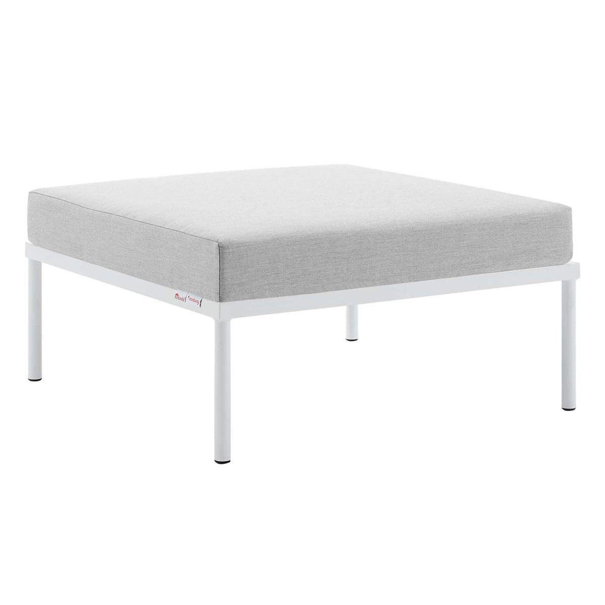 Harmony Gray Sunbrella Outdoor Patio Aluminum Ottoman - Ornate Home