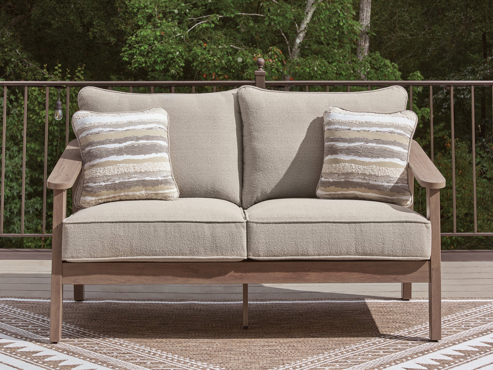 Harmony Headlands Natural/Gray Loveseat w/Cushion - Ornate Home
