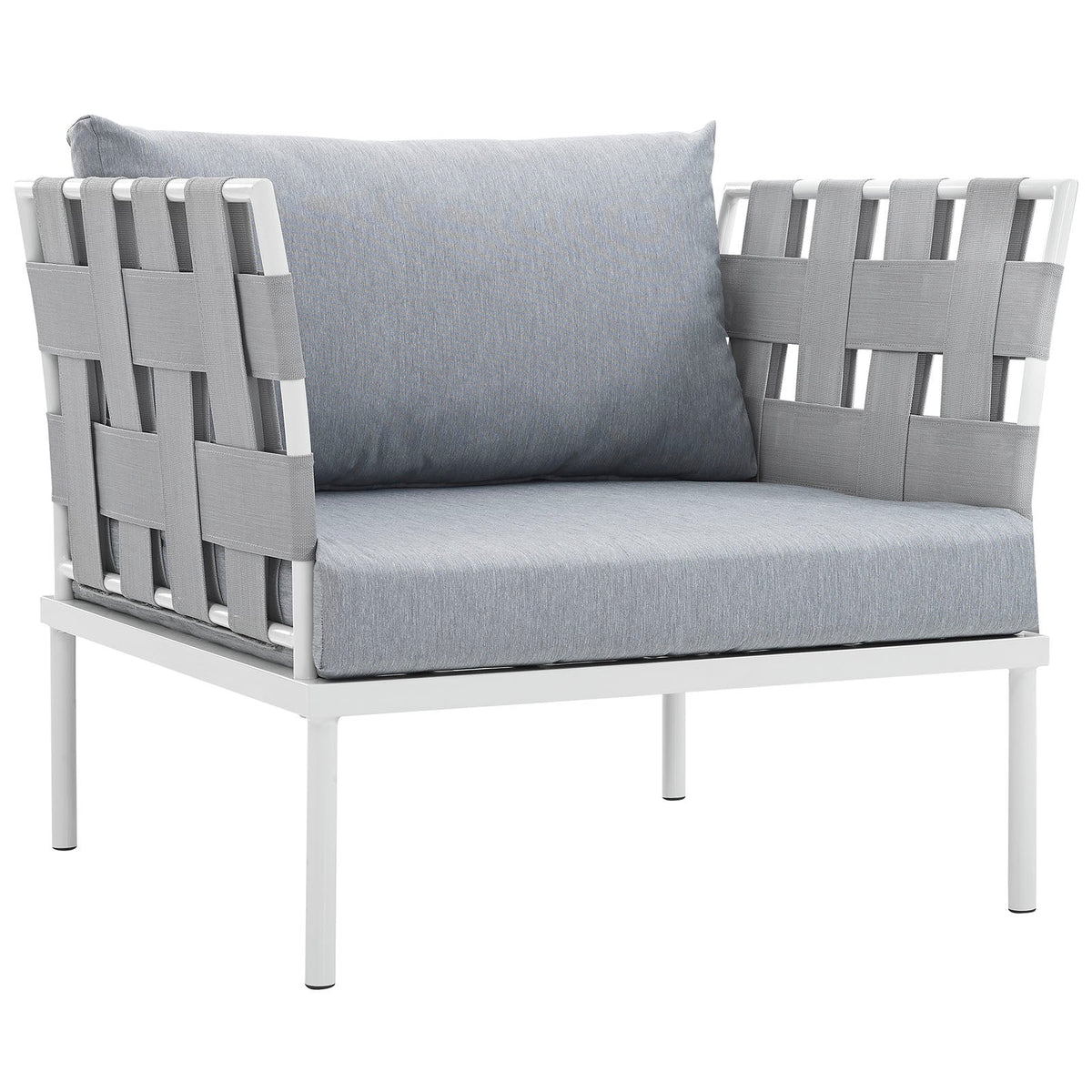 Harmony White/Gray Outdoor Patio Aluminum Armchair - Ornate Home