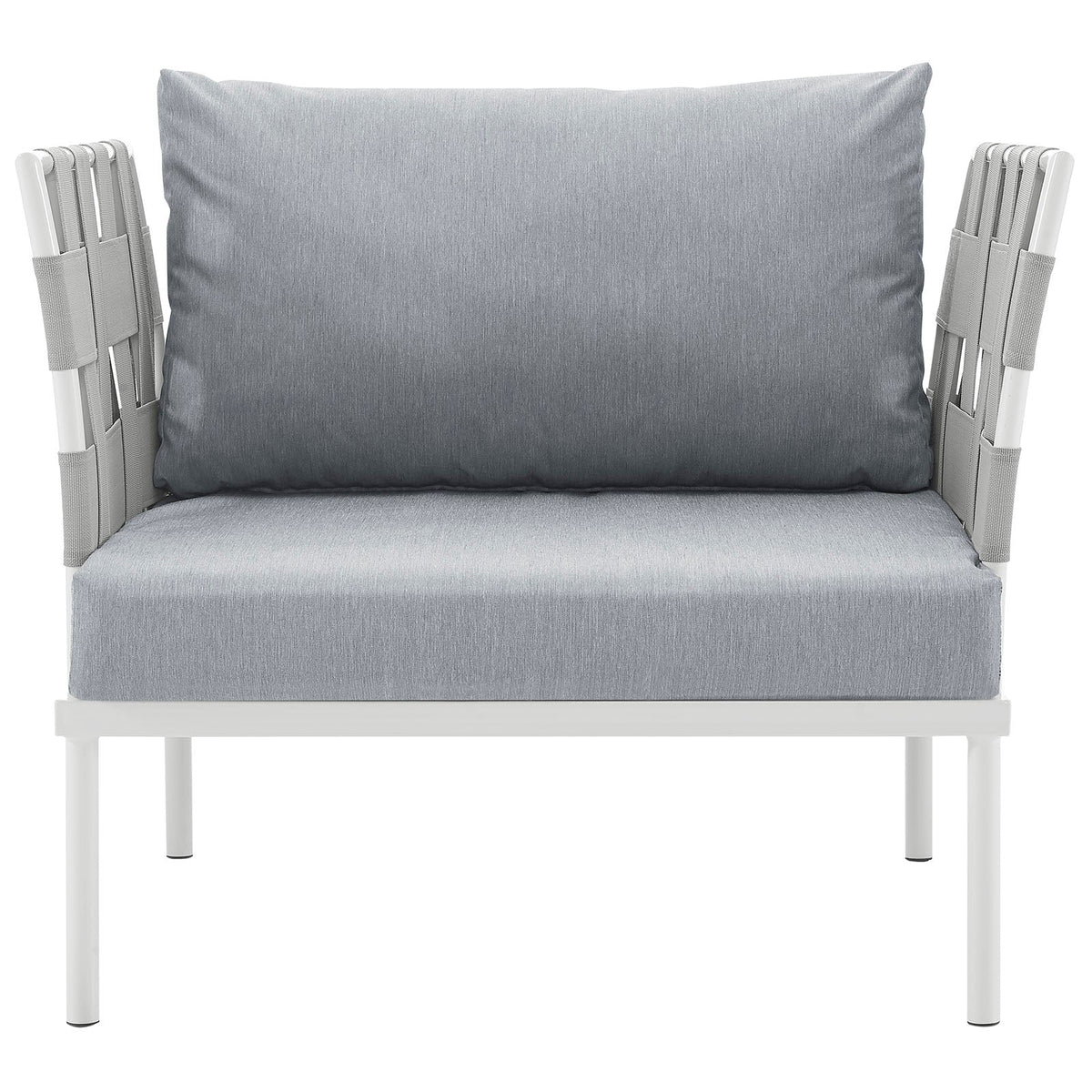Harmony White/Gray Outdoor Patio Aluminum Armchair - Ornate Home