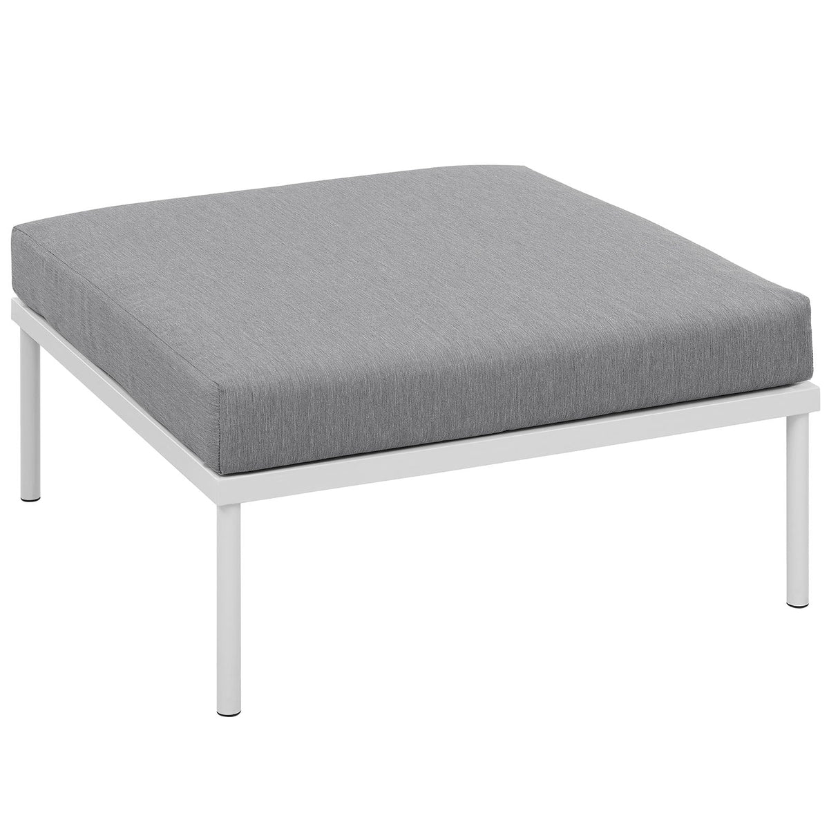 Harmony White/Gray Outdoor Patio Aluminum Ottoman - Ornate Home