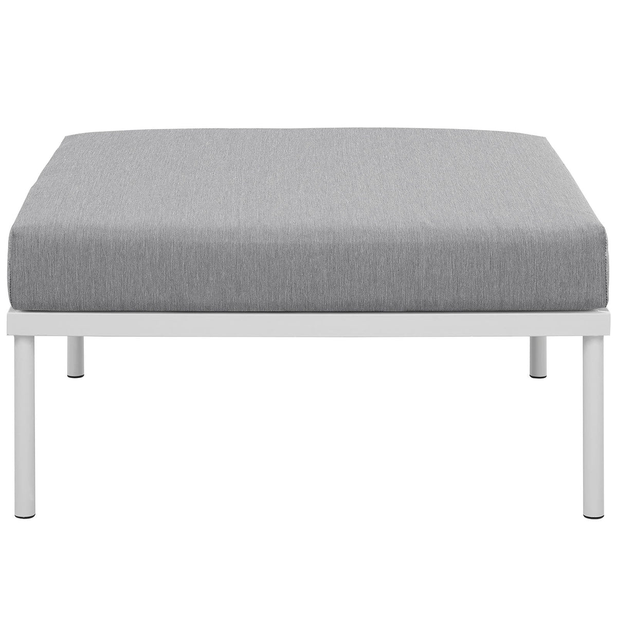 Harmony White/Gray Outdoor Patio Aluminum Ottoman - Ornate Home
