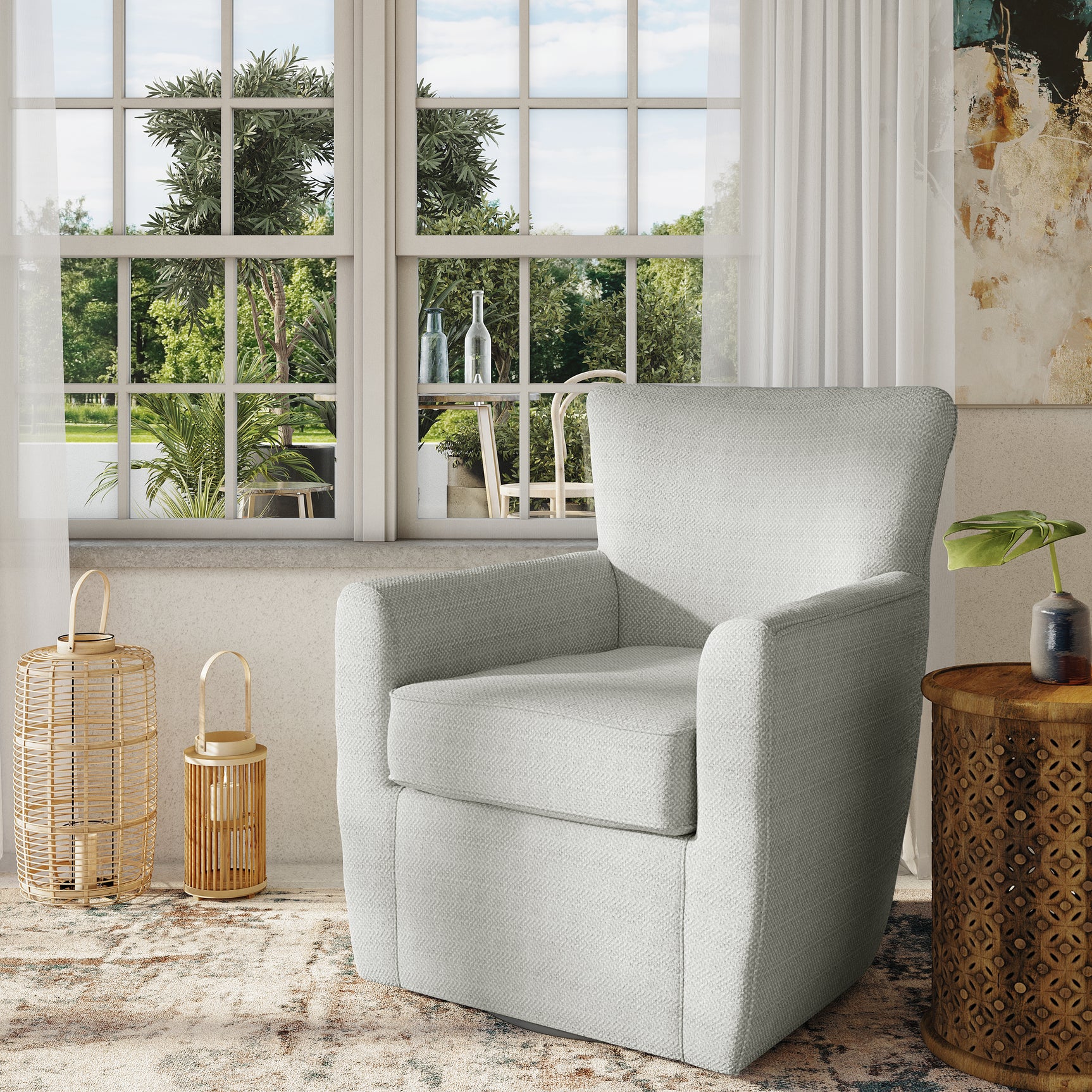 Harper Cloud Swivel Accent Chair - Ornate Home