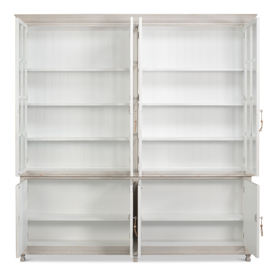 Harper Soft Grey Glass Front Bookcase - Ornate Home