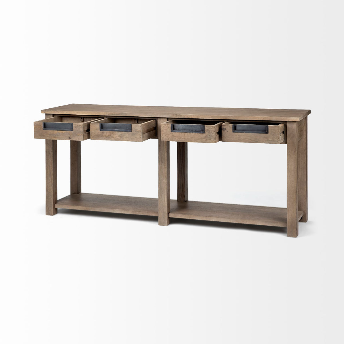Harrelson Brown Wood 4 Drawer Console Table - Ornate Home