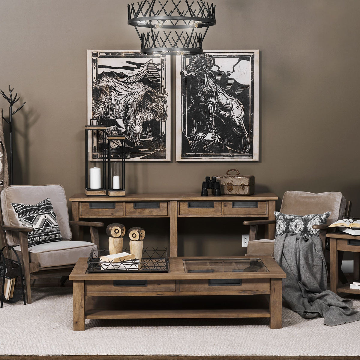 Harrelson Brown Wood 4 Drawer Console Table - Ornate Home