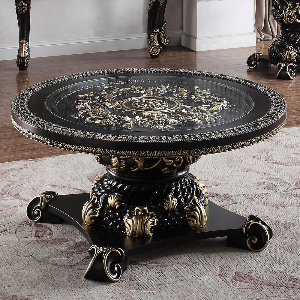 Harrow Black Enamel 3pc Coffee Table Set / HD-328B - Ornate Home