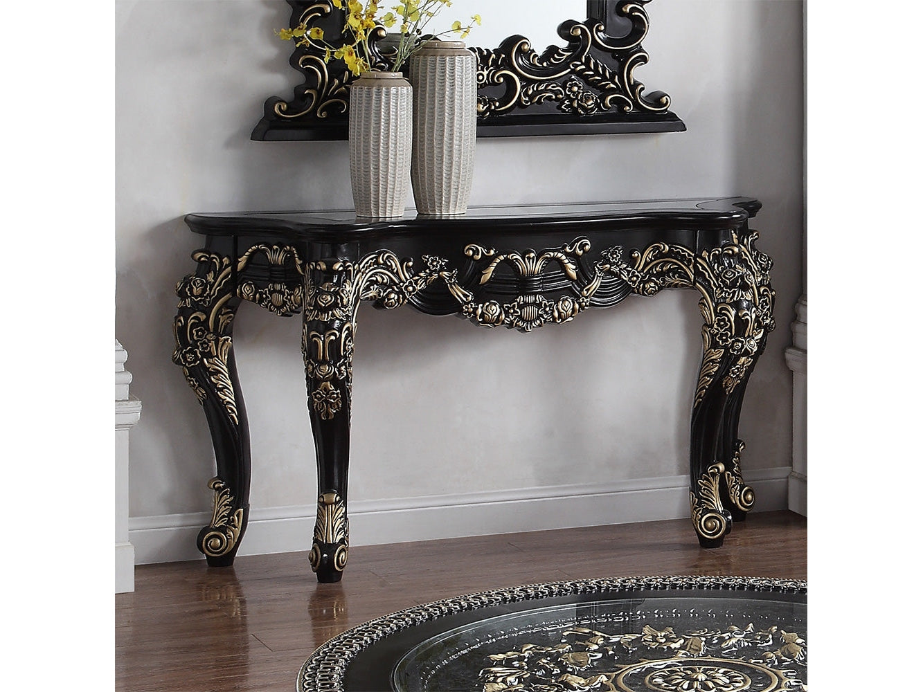 Harrow Black Enamel Console Table / HD-328B - Ornate Home