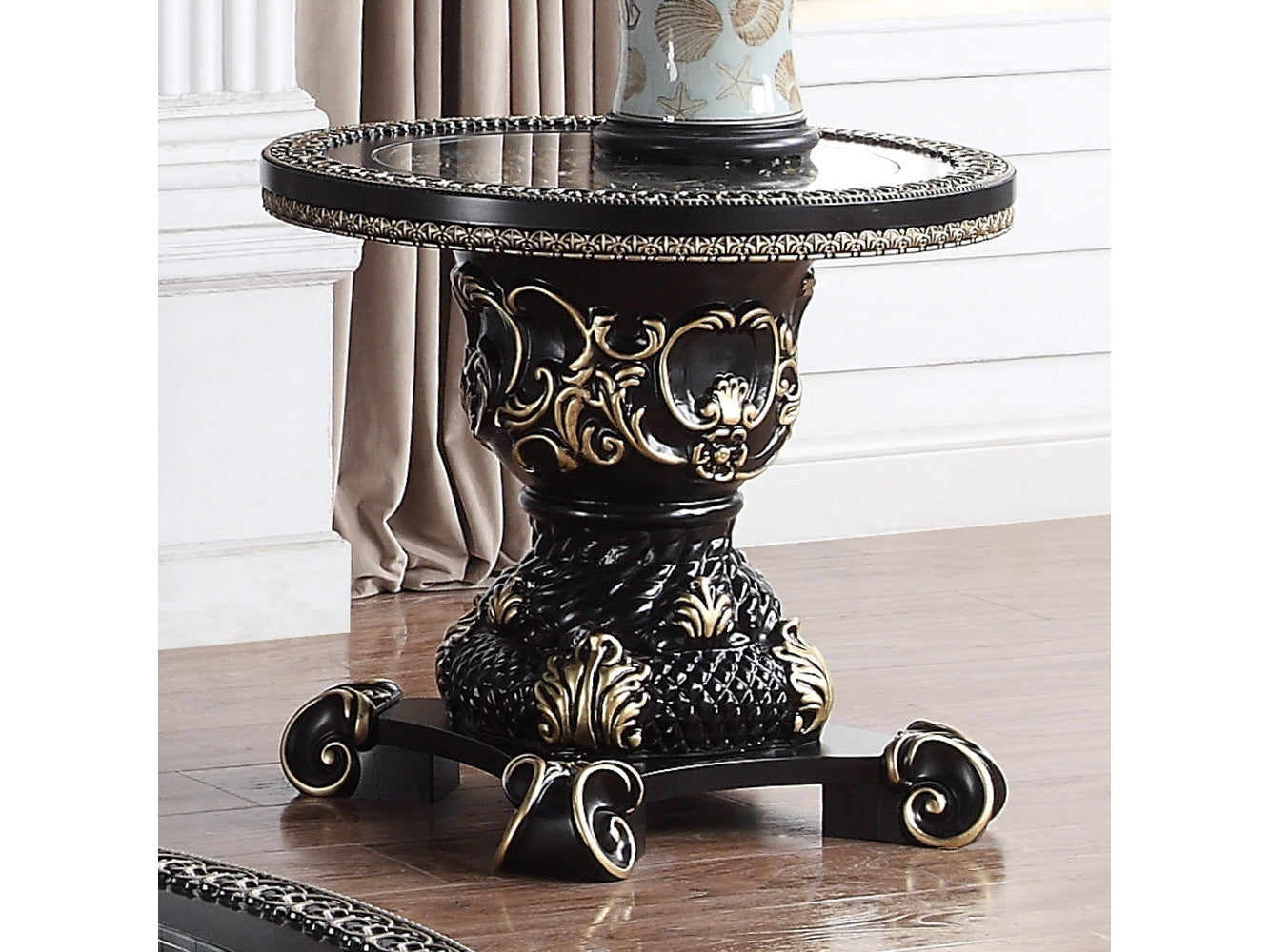 Harrow Black Enamel End Table / HD-328B - Ornate Home