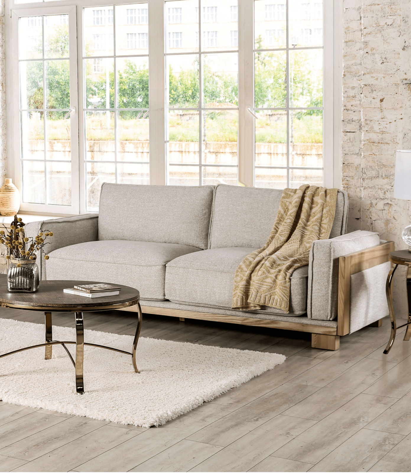 Harstad Light Brown/Natural Sofa & Loveseat - Ornate Home
