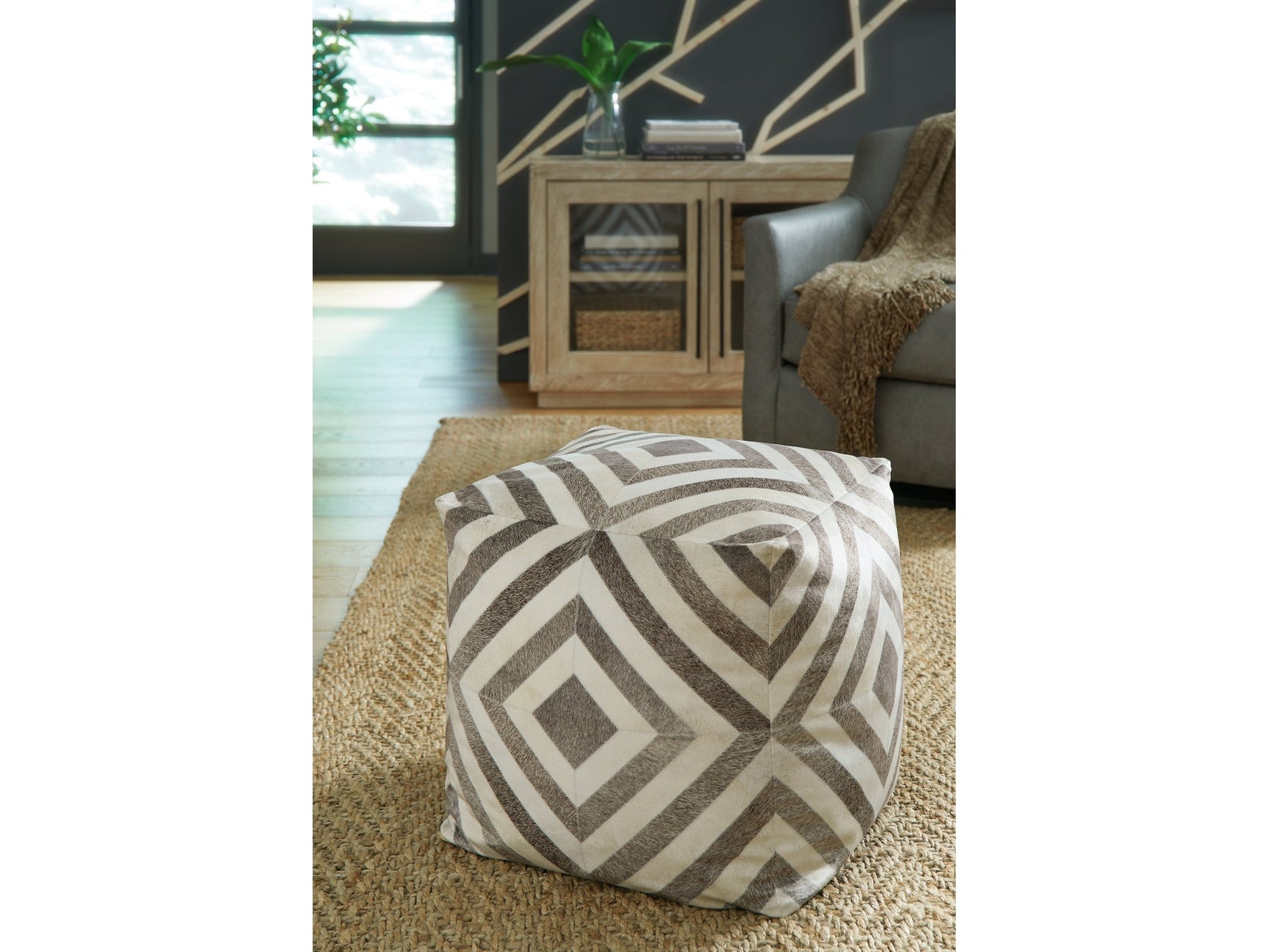 Hartselle Brown Pouf - Ornate Home