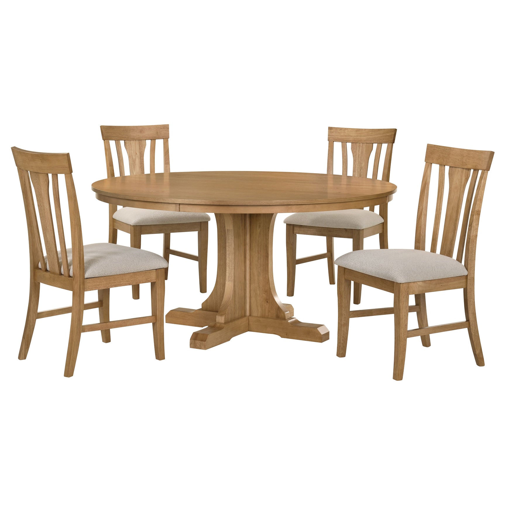 Hartville Natural Light Brown 5-piece Round Dining Table Set - Ornate Home